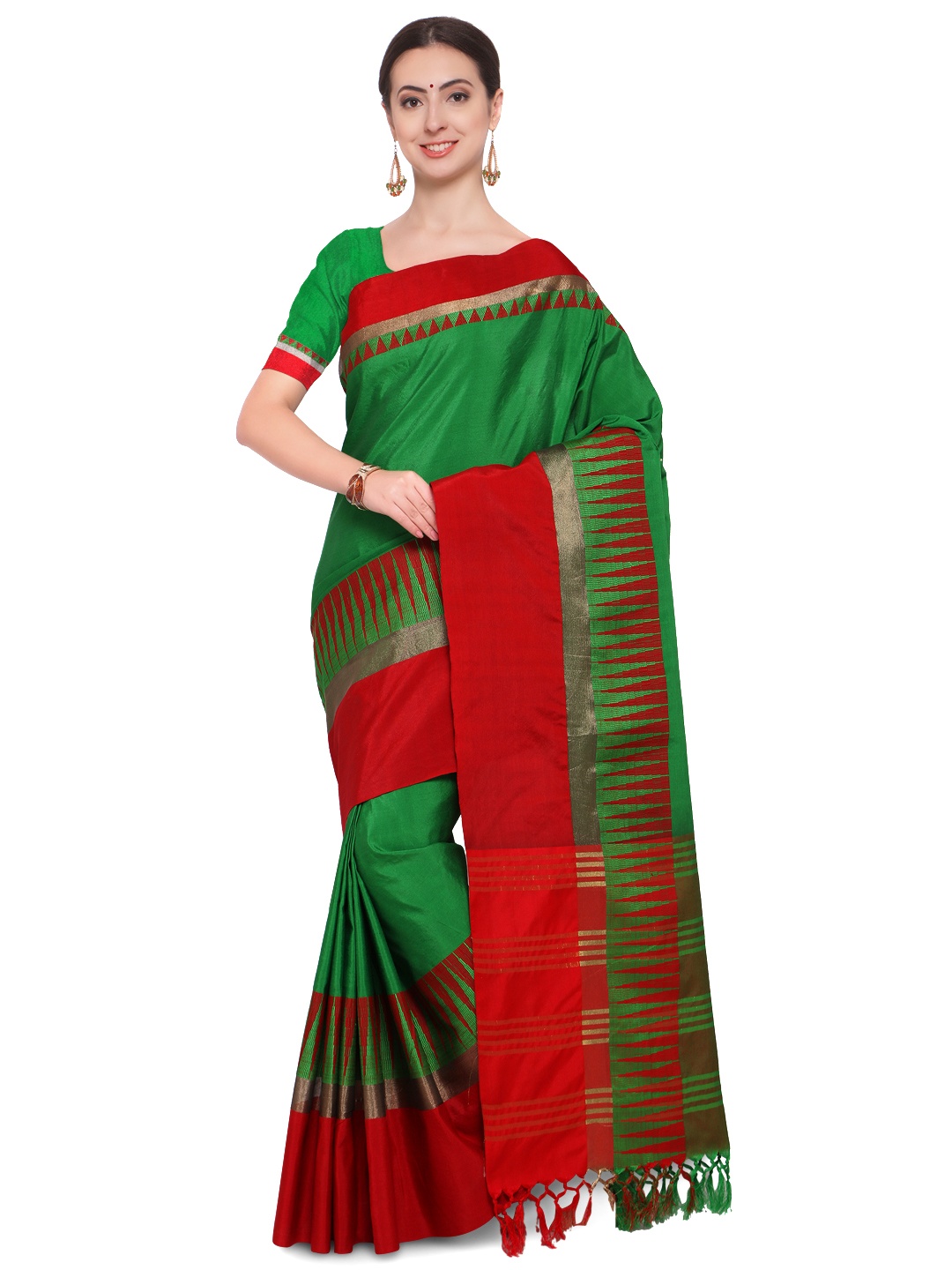 

Saree mall Green Printed Silk Cotton Saree