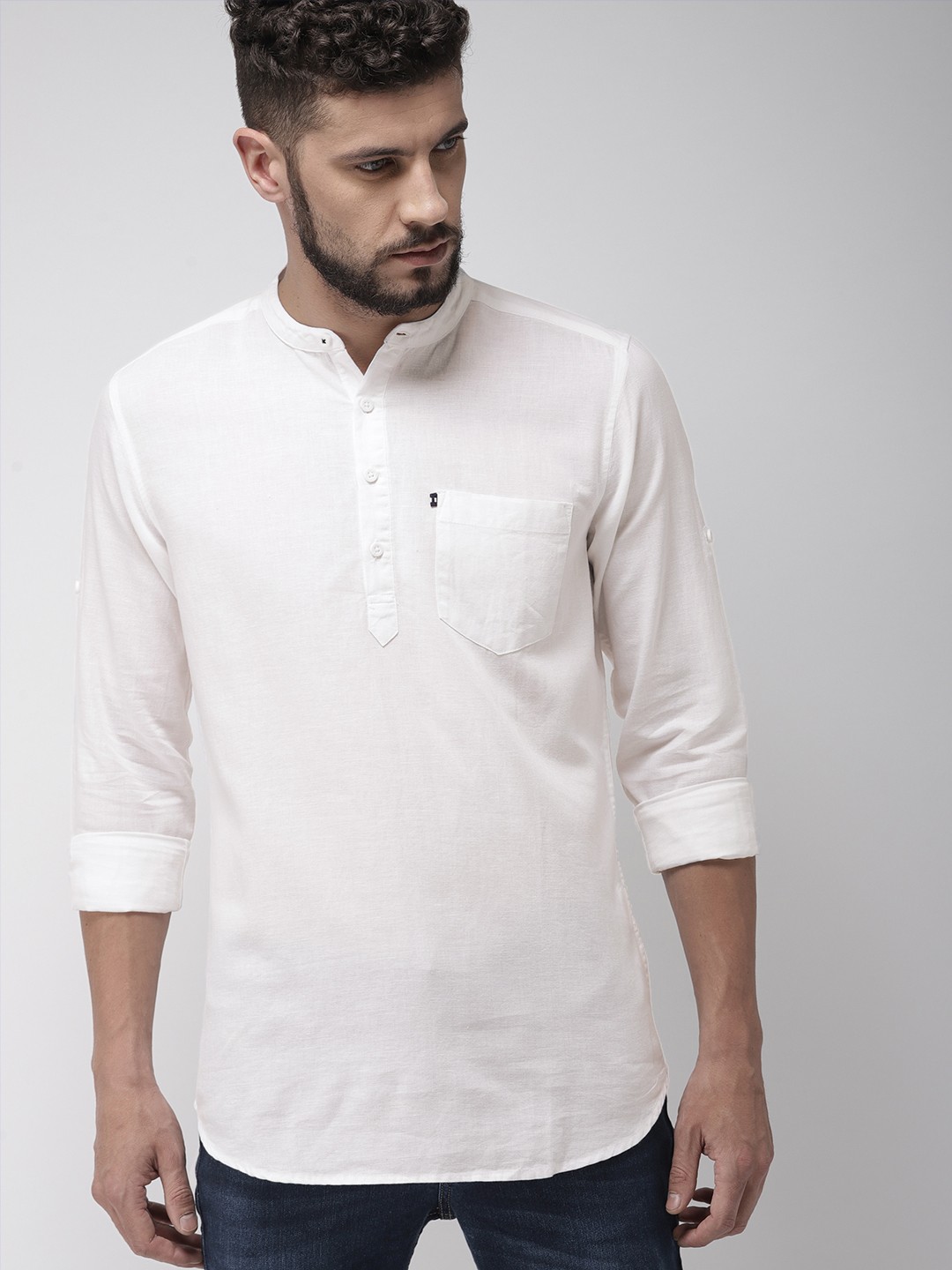 

HIGHLANDER Men White Slim Fit Casual Shirt