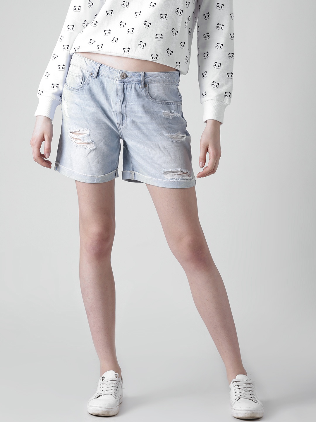 

FOREVER 21 Women Blue Solid Regular Fit Regular Shorts