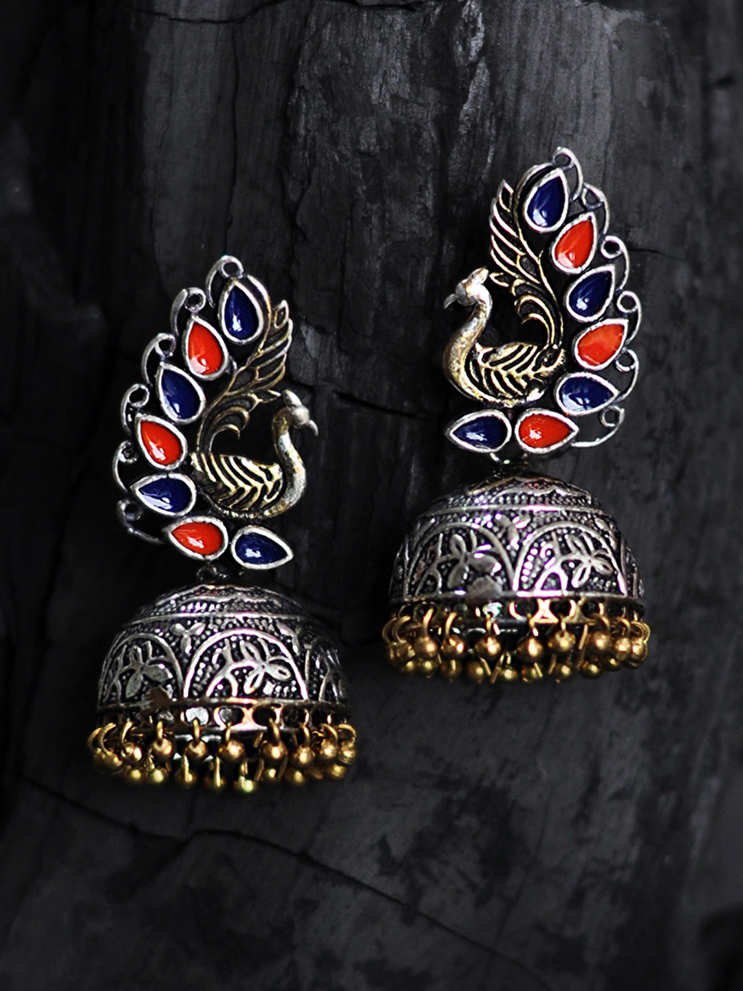 

Rubans Multicoloured Dome Shaped Jhumkas, Multi