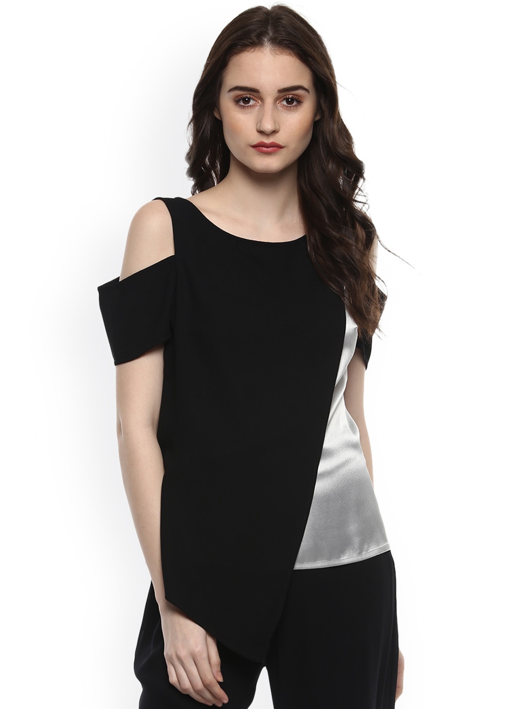 

Kazo Women Grey Colorblocked Top