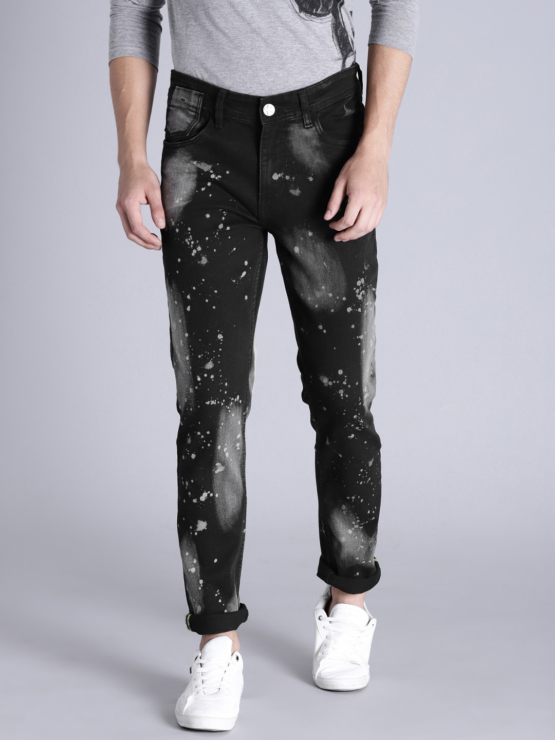 

Kook N Keech Men Black Printed Skinny Fit Mid-Rise Clean Look Stretchable Jeans