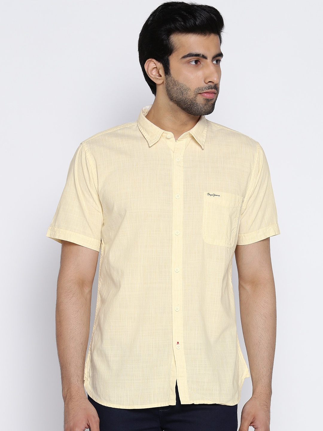 

Pepe Jeans Men Yellow Regular Fit Solid Casual Shirt