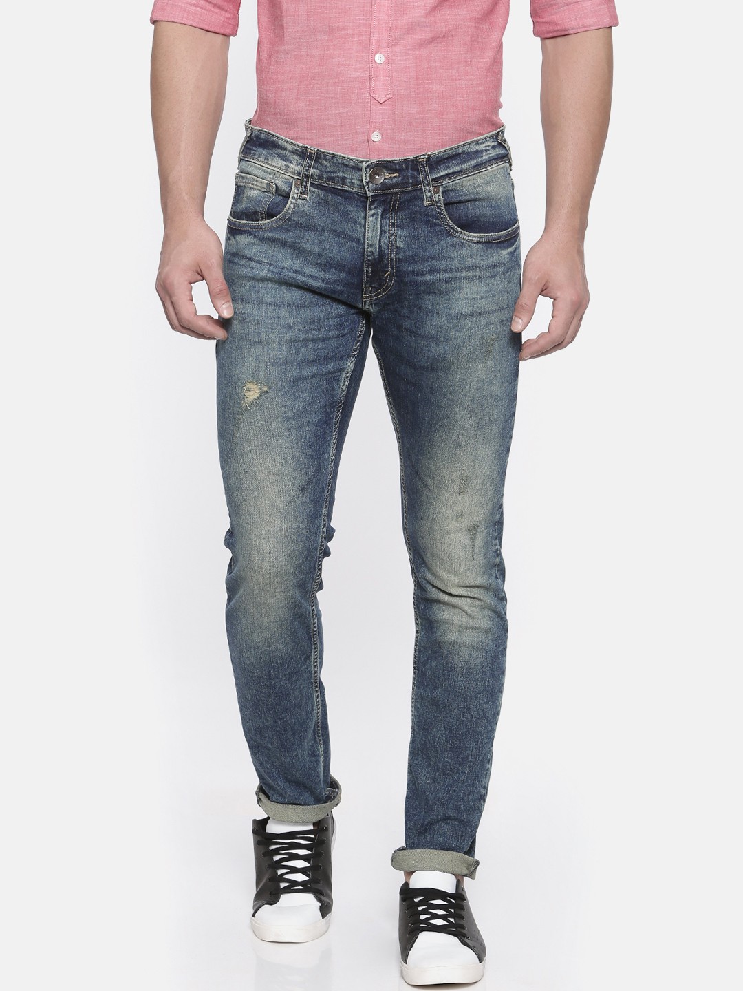 

Pepe Jeans Men Blue Rexx Fit Mid-Rise Low Distress Stretchable Jeans