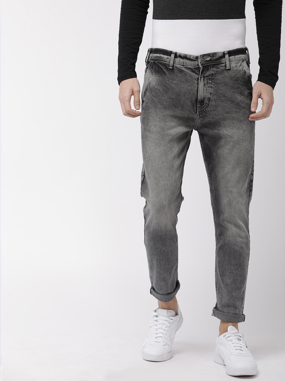 

HIGHLANDER Men Grey Slim Fit Mid-Rise Clean Look Stretchable Jeans