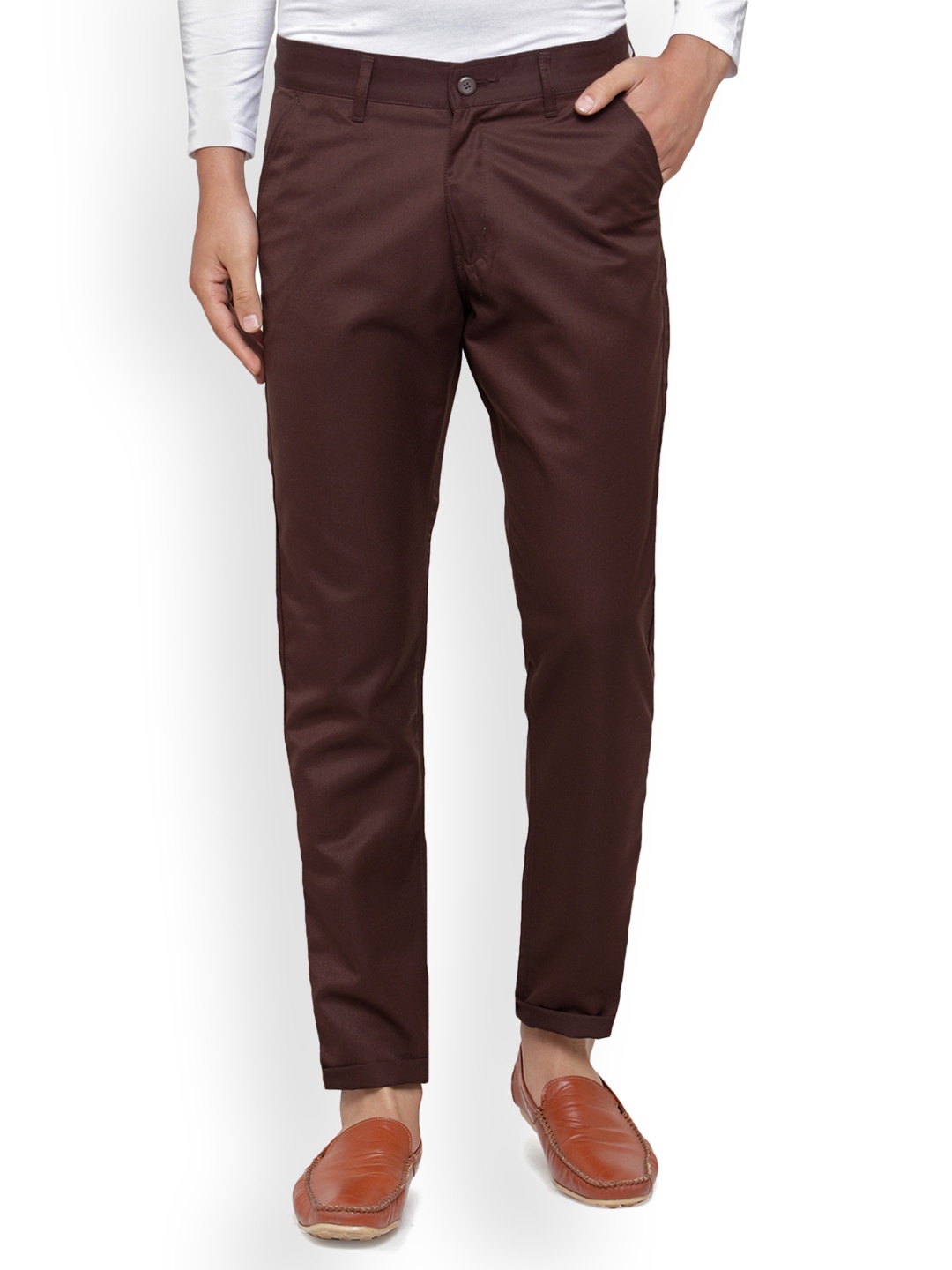 

JAINISH Men Brown Smart Slim Fit Solid Chinos