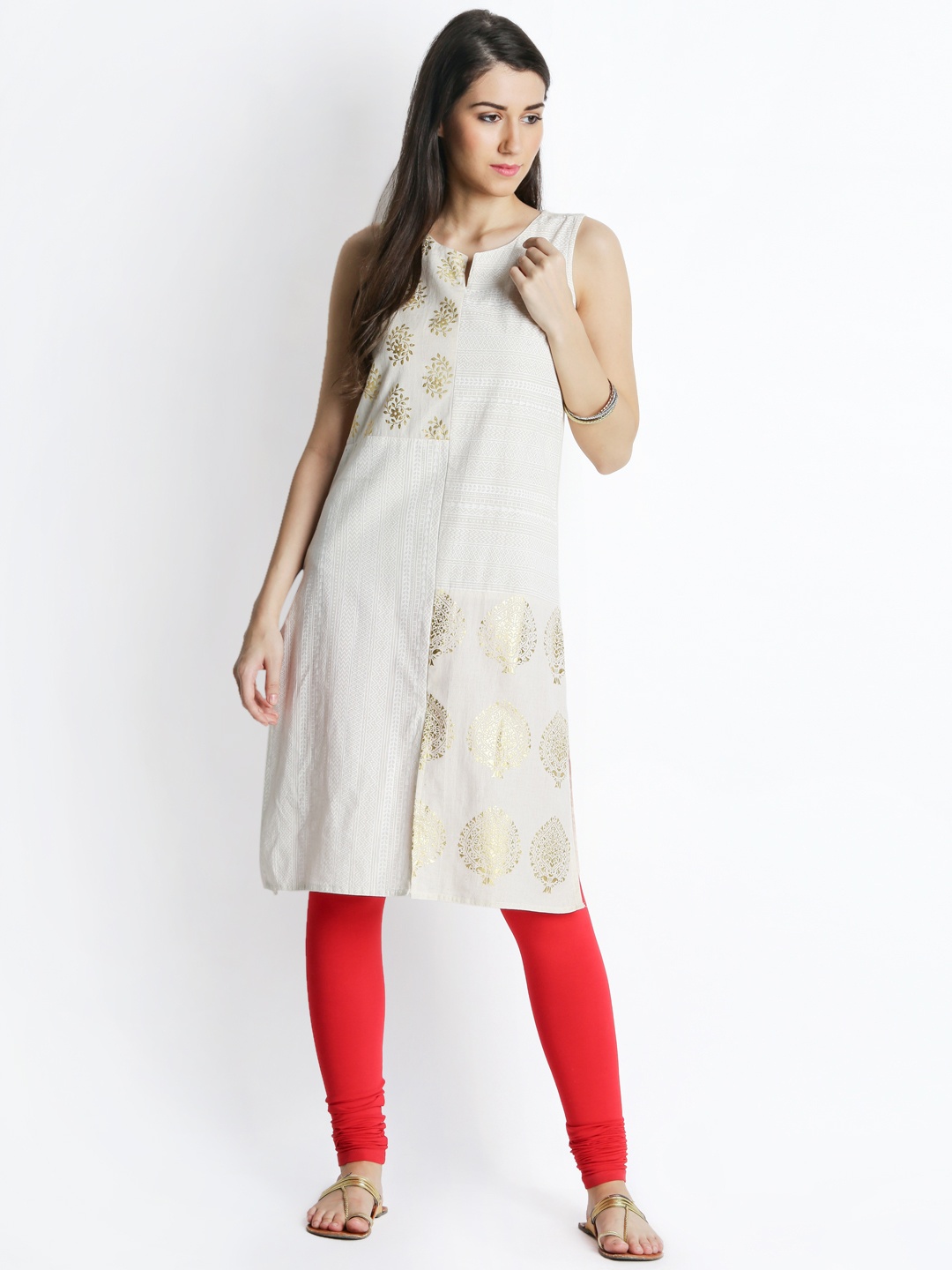 

RANGMANCH BY PANTALOONS Women Off-White Printed A-Line Kurta