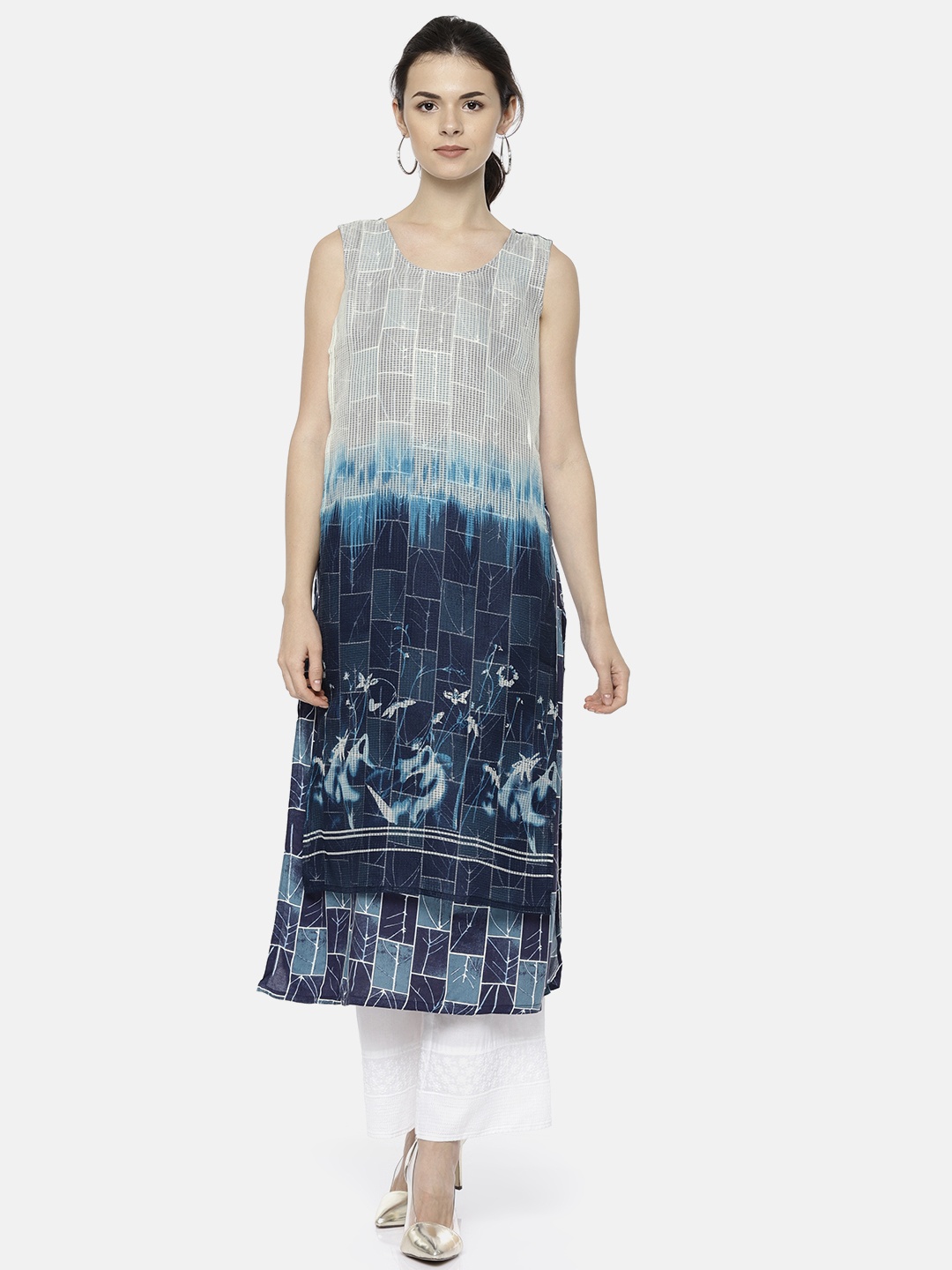 

RANGMANCH BY PANTALOONS Women Blue Printed A-Line Kurta
