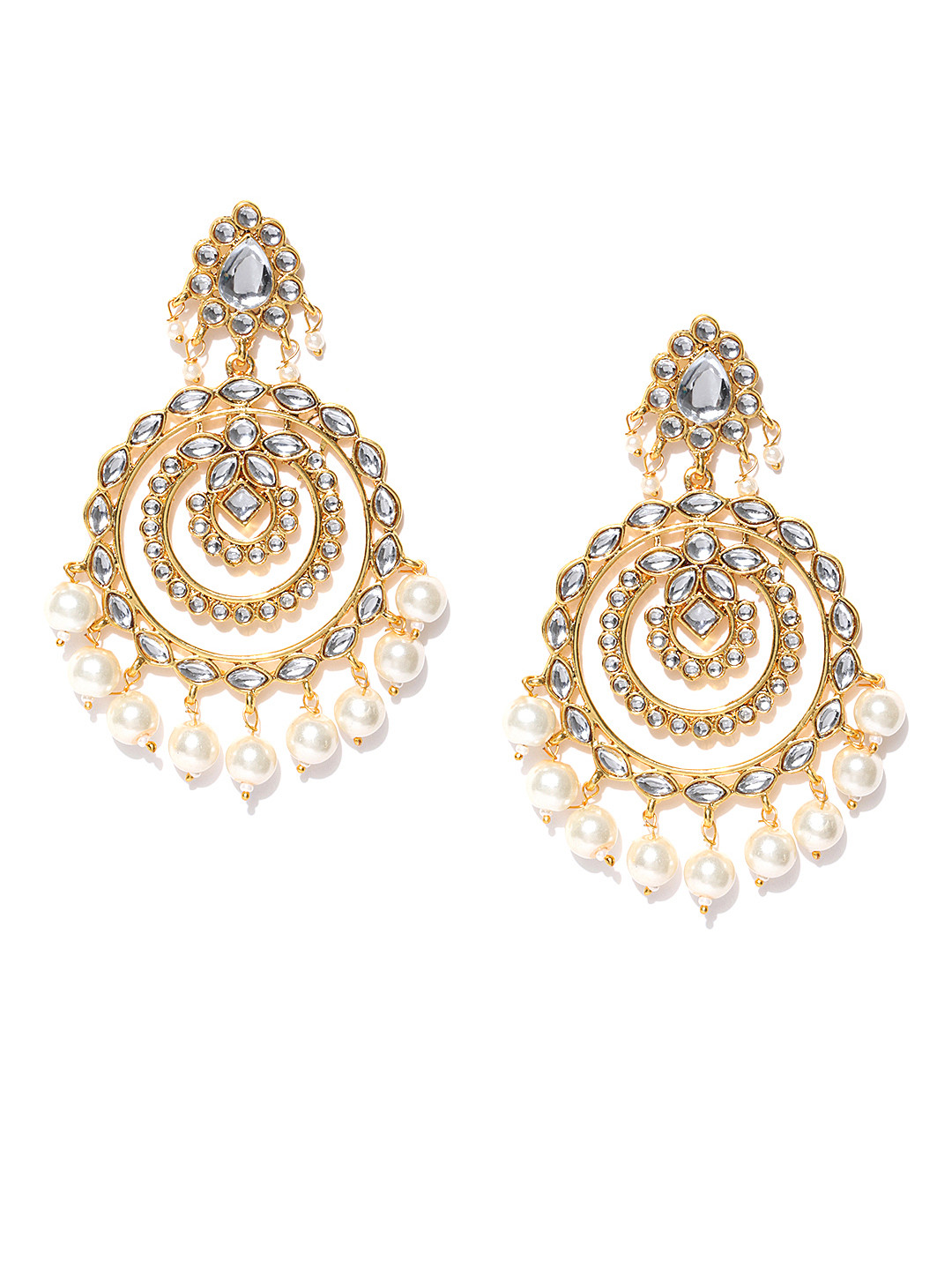 

Zaveri Pearls White Gold-Plated Classic Chandbalis