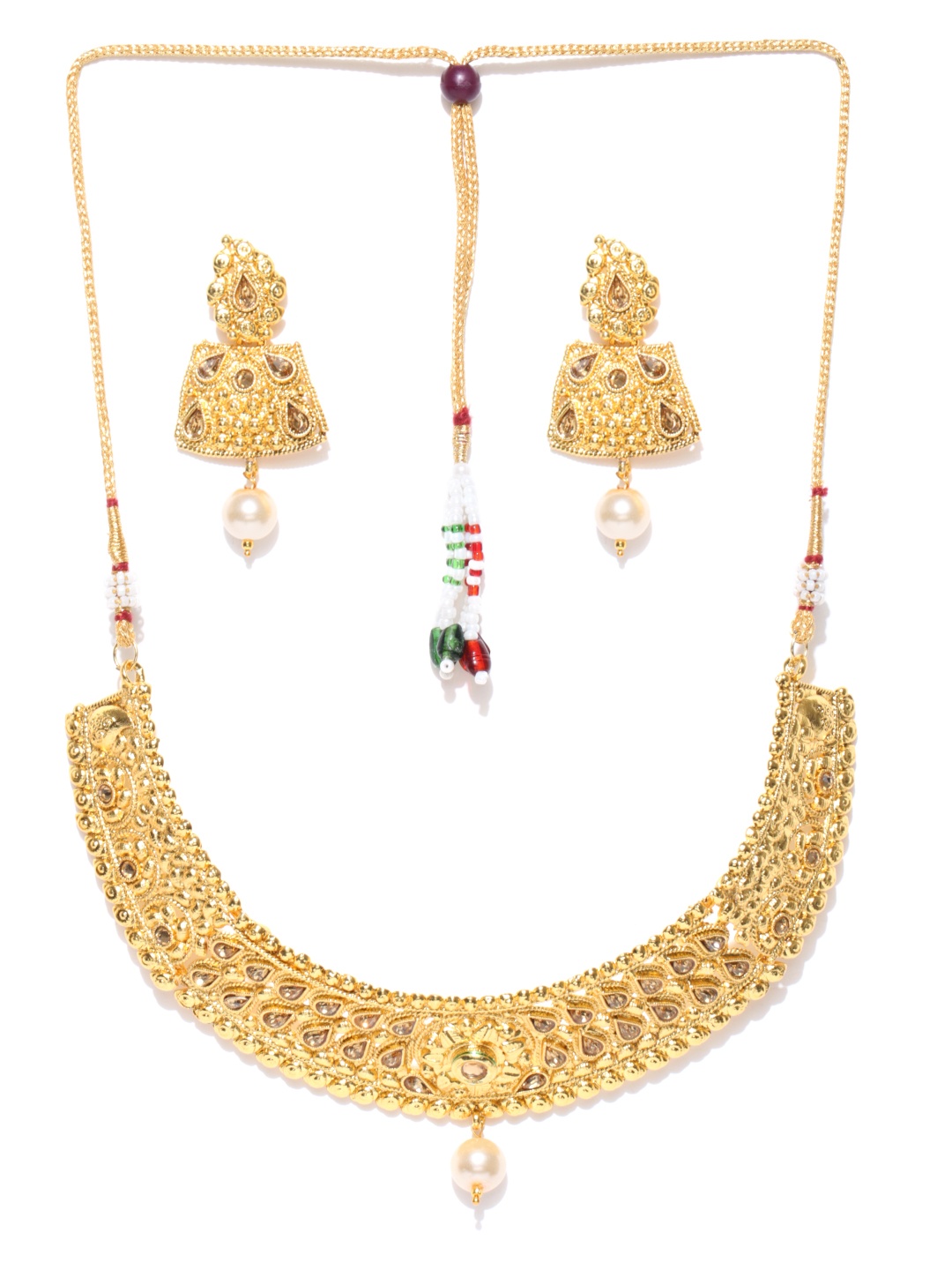 

Zaveri Pearls Gold-Toned Stone-Studded Jewellery Set