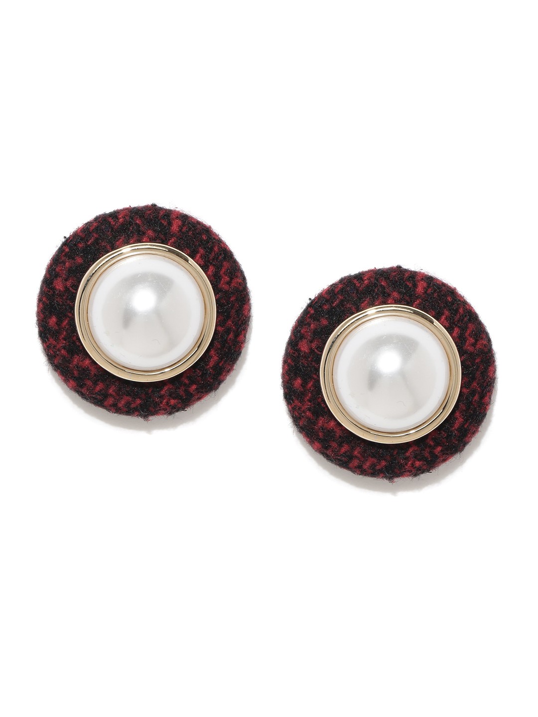 

Jewels Galaxy Black & White Luxuria Gold-Plated Handcrafted Circular Studs