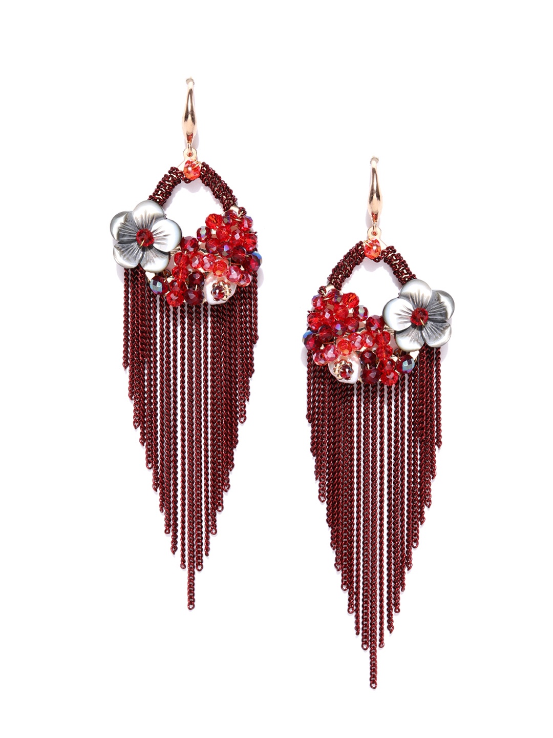 

Jewels Galaxy Maroon Gold-Plated Handcrafted Contemporary Drop Earrings