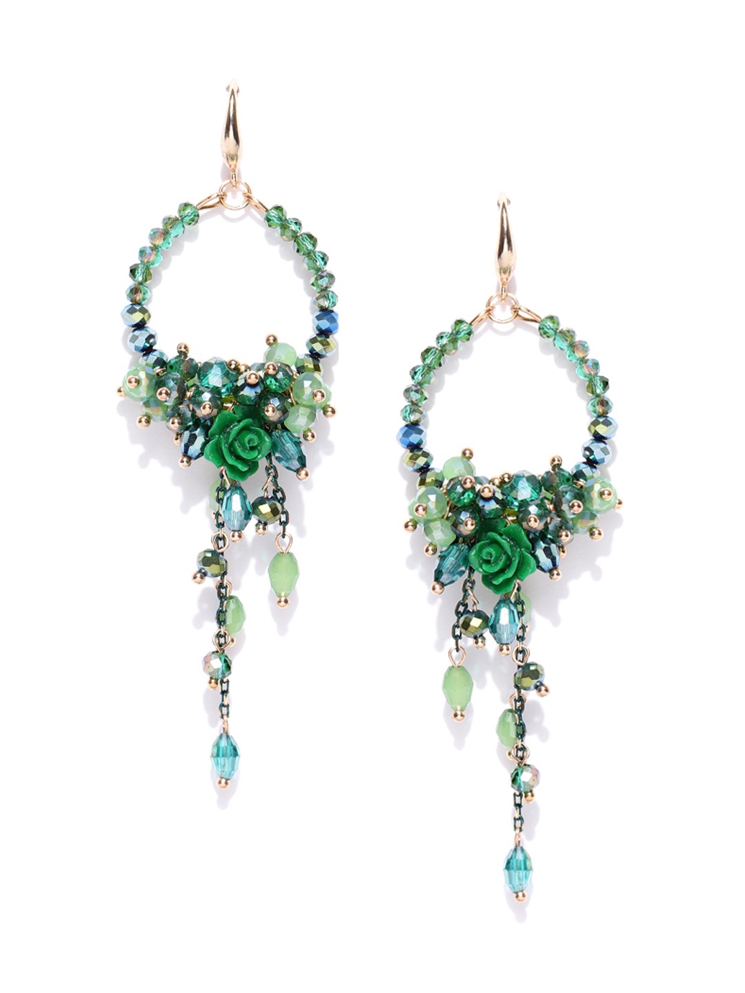 

Jewels Galaxy Green Gold-Plated Handcrafted Contemporary Drop Earrings