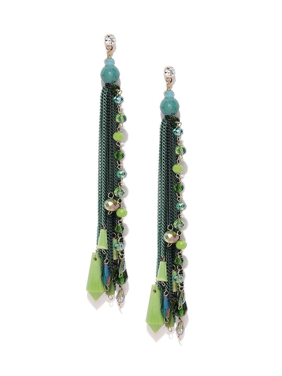 

Jewels Galaxy Green Luxuria Gold-Plated Handcrafted Contemporary Drop Earrings