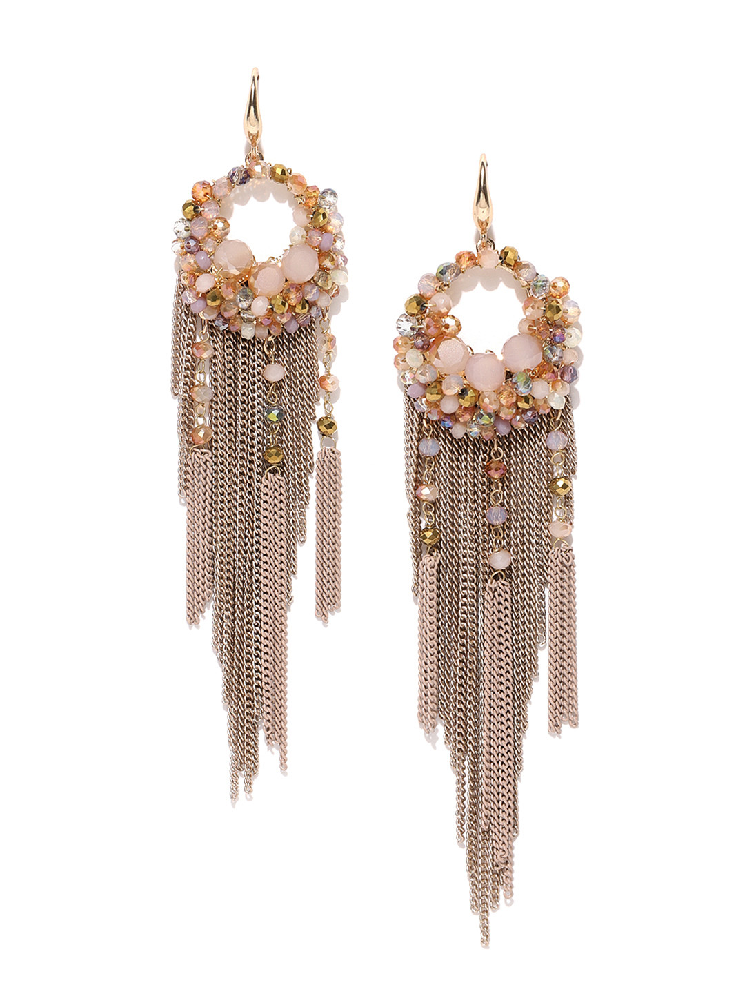 

Jewels Galaxy Beige Luxuria Gold-Plated Handcrafted Contemporary Drop Earrings