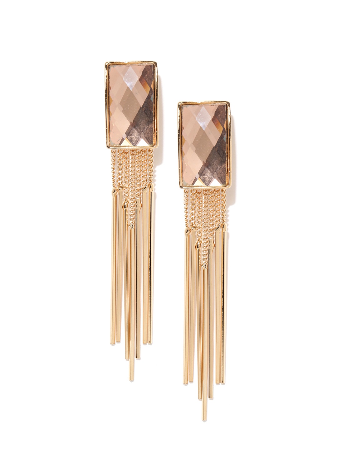 

Jewels Galaxy Rose-Gold Toned Luxuria Gold-Plated Tasselled Handcrafted Drop Earrings