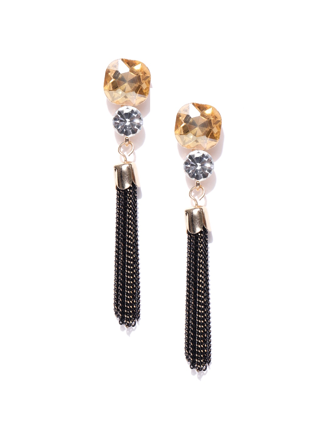 

Jewels Galaxy Black Luxuria Gold-Plated Handcrafted Contemporary Drop Earrings