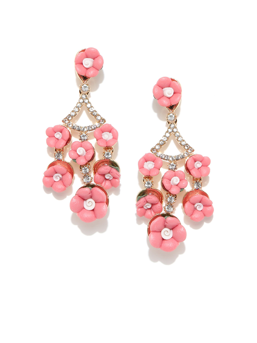 

Jewels Galaxy Pink Gold-Plated Handcrafted Floral Drop Earrings