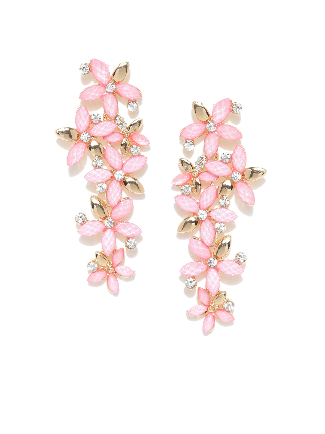 

Jewels Galaxy Pink Gold-Plated Handcrafted Floral Drop Earrings