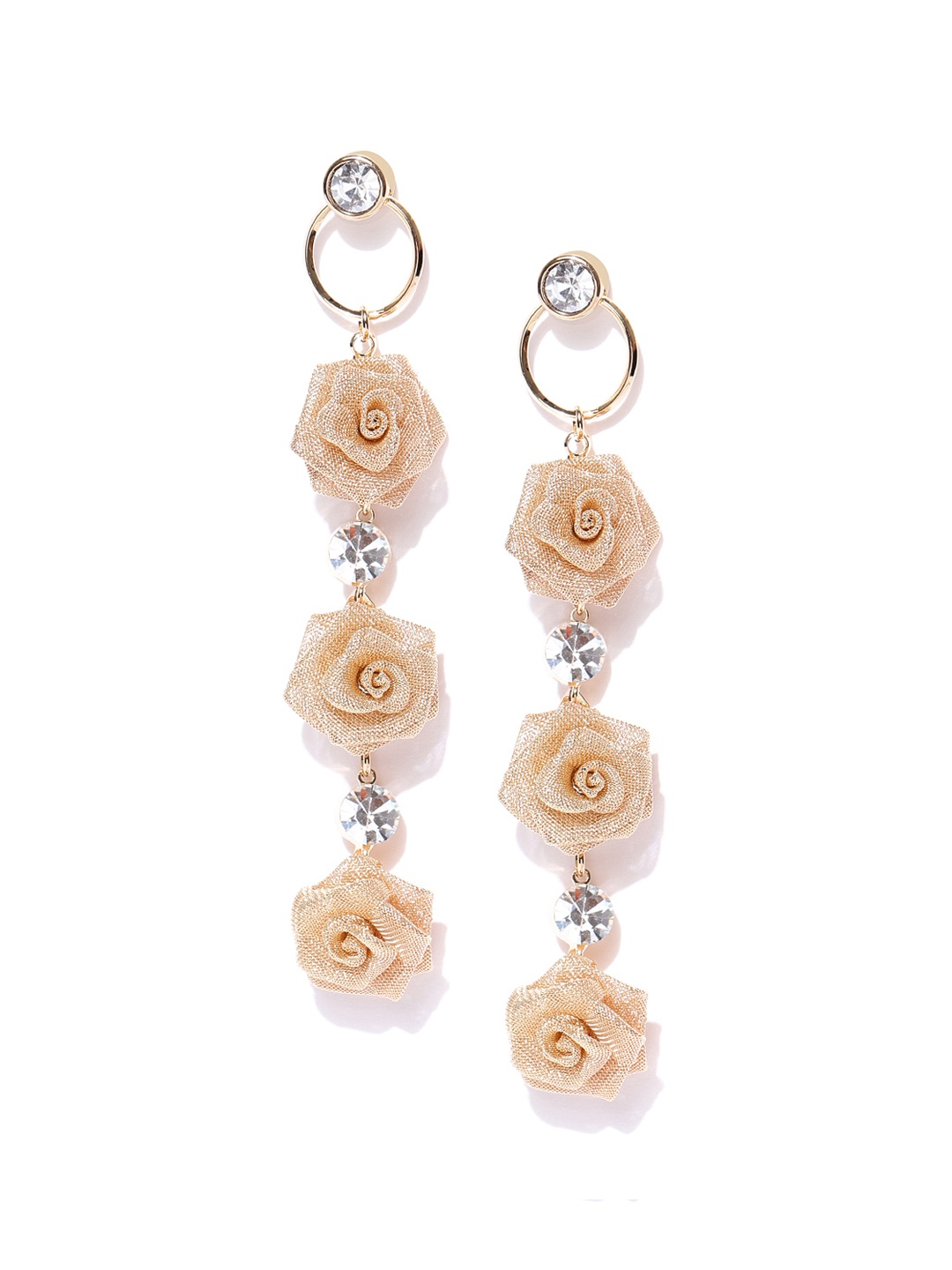 

Jewels Galaxy Luxuria Gold-Plated Handcrafted Floral Drop Earrings
