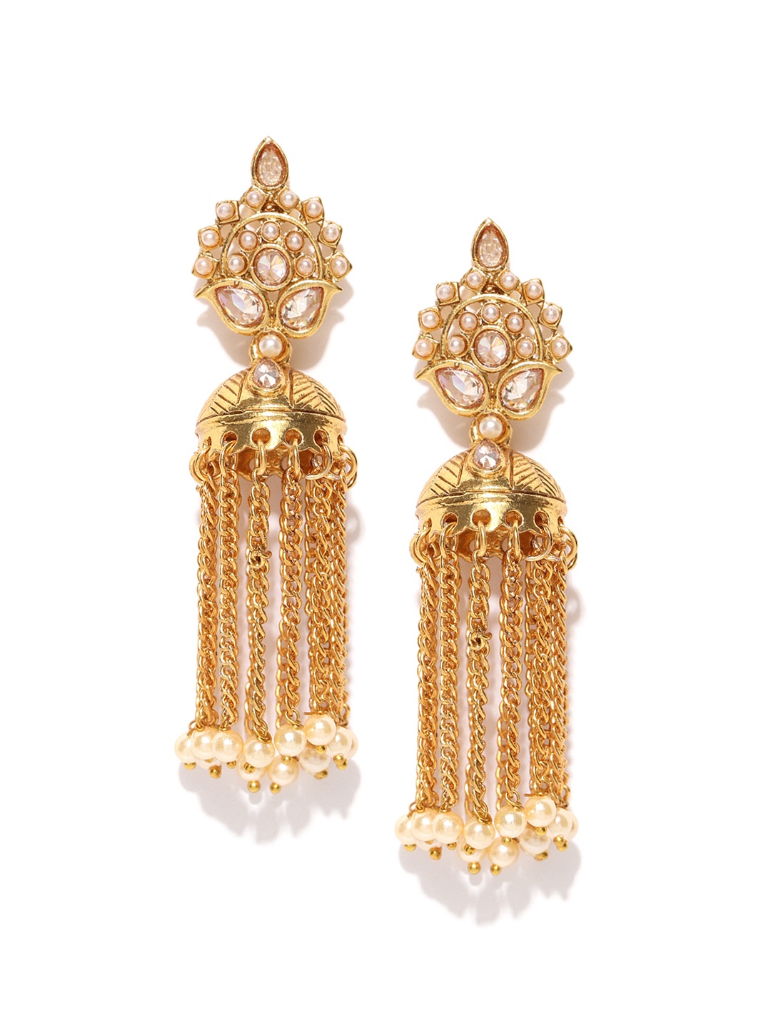 

Jewels Galaxy Gold-Plated Handcrafted Dome-Shaped Jhumkas