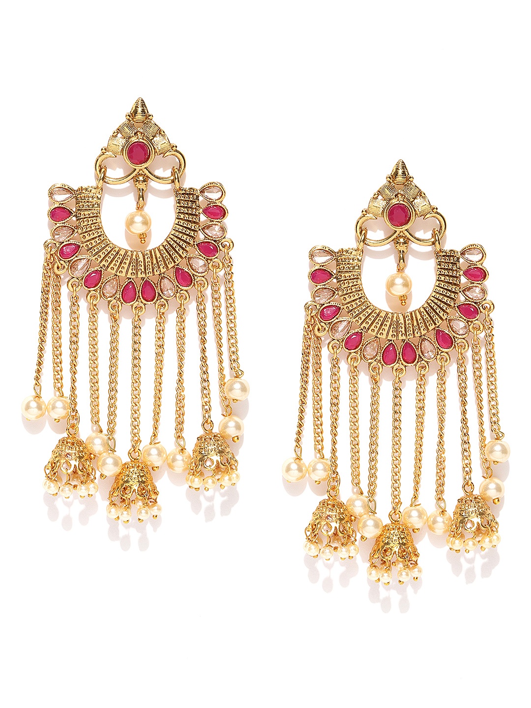 

Jewels Galaxy Pink Gold-Plated Handcrafted Traditional Classic Drop Earrings