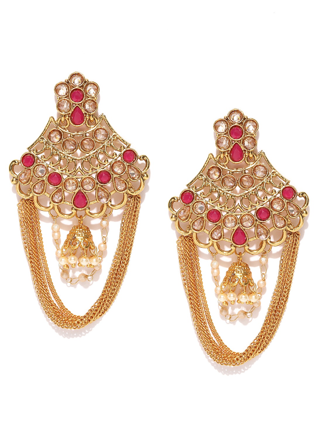

Jewels Galaxy Pink Gold-Plated Handcrafted Classic Drop Earrings