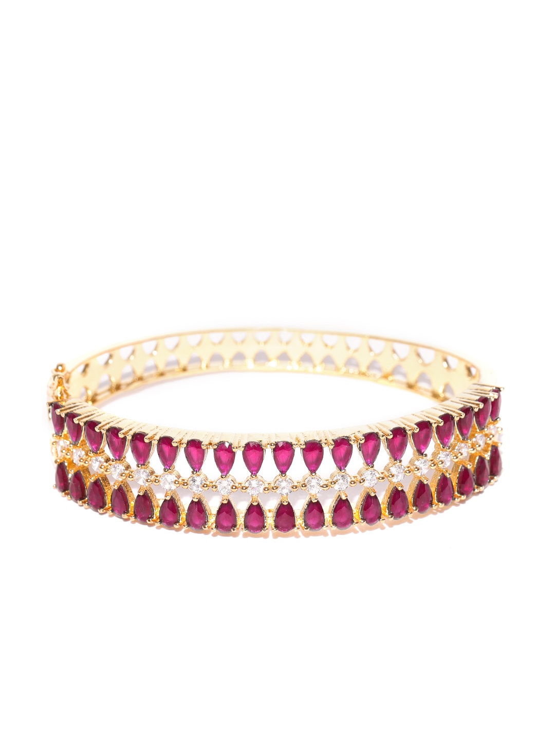 

Jewels Galaxy Pink Gold-Plated Stone-Studded Bangle-Style Bracelet