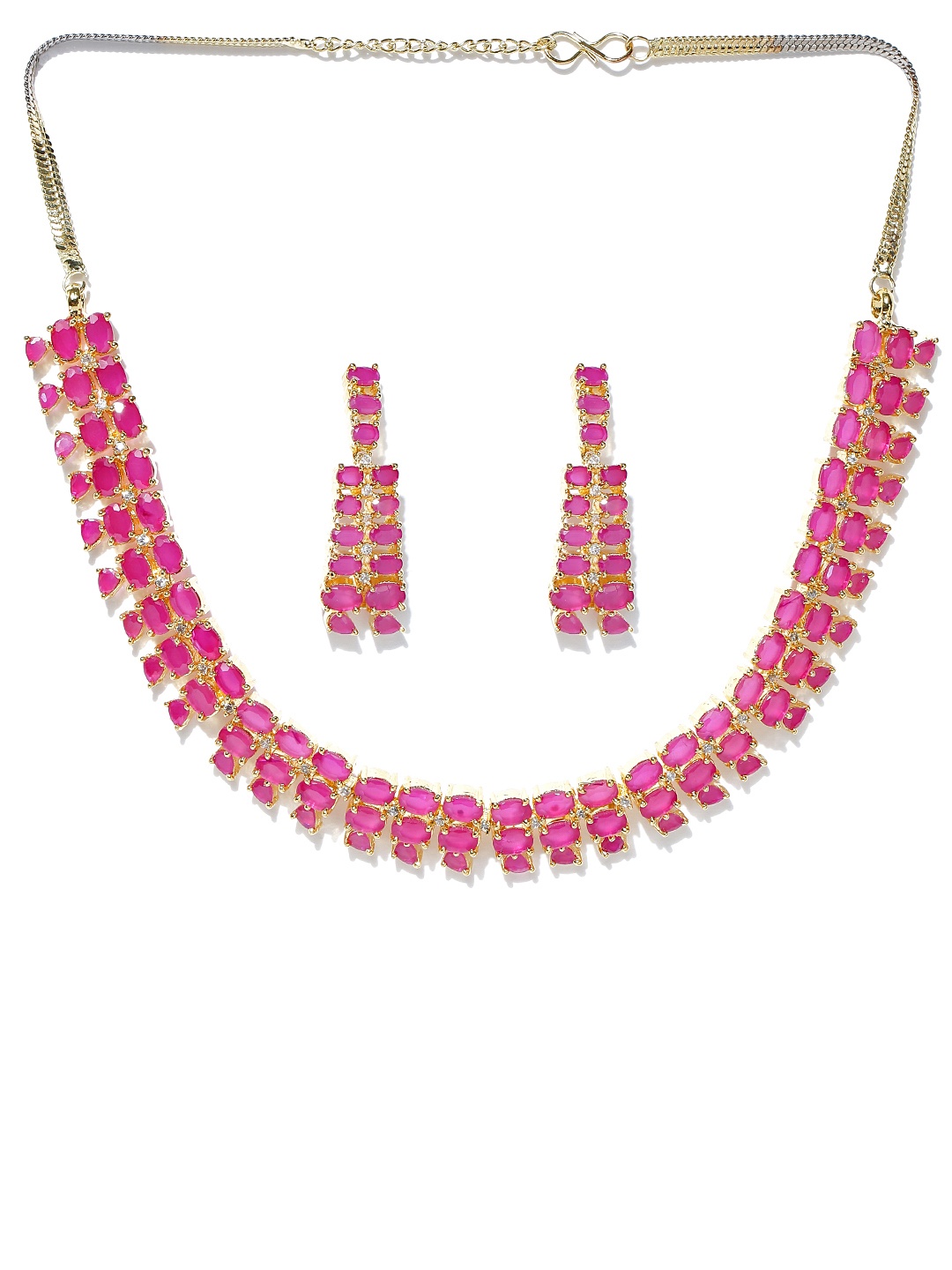 

Jewels Galaxy Pink & Gold-Toned Stone-Studded Jewellery Set