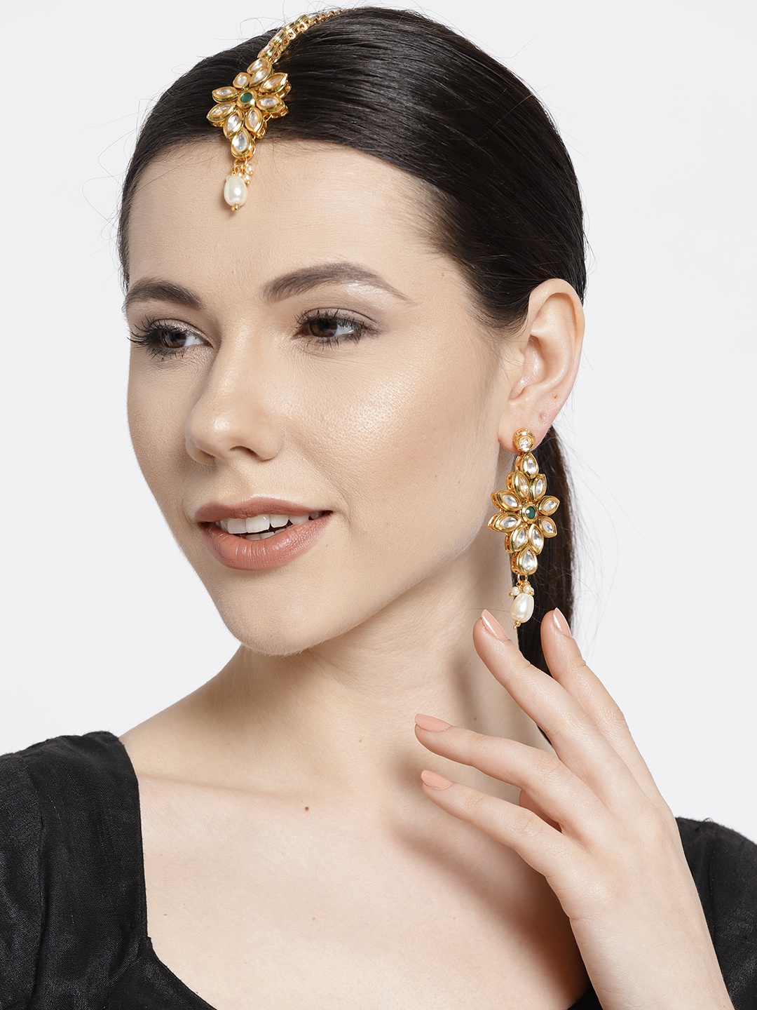 

Jewels Galaxy Gold-Toned Stone Studded Jewellery Set