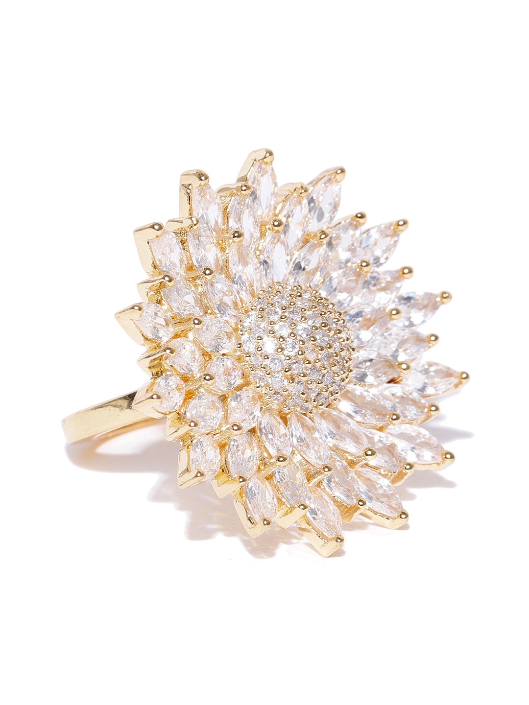 

Jewels Galaxy Gold-Toned Stone-Studded Adjustable Ring
