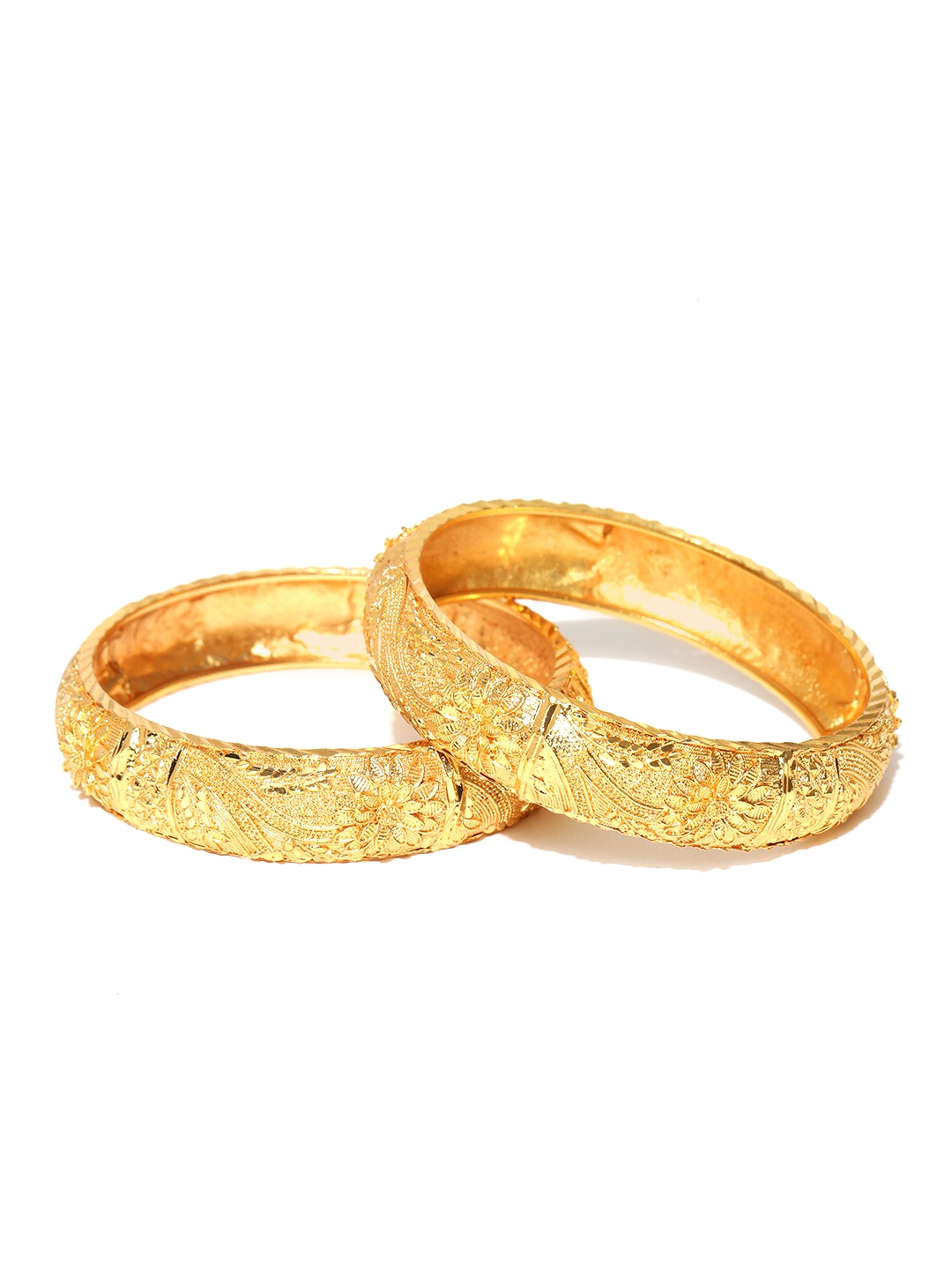 

Jewels Galaxy Set of 2 Gold-Toned Textured Bangles