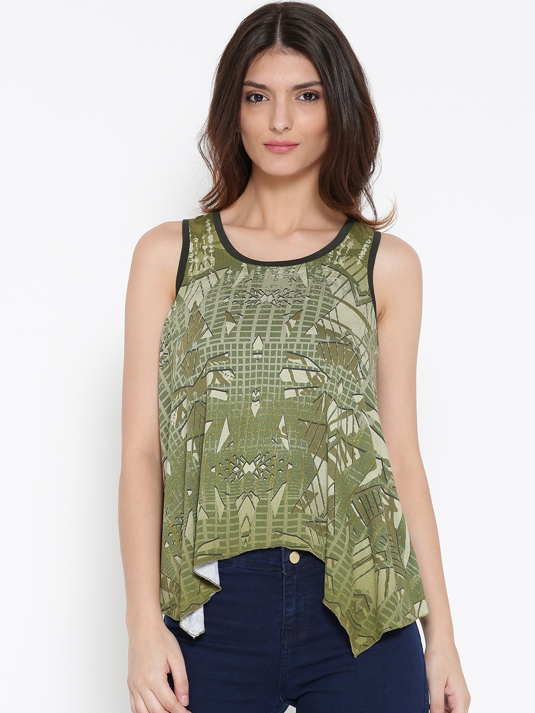 

AND Women Green Printed Top