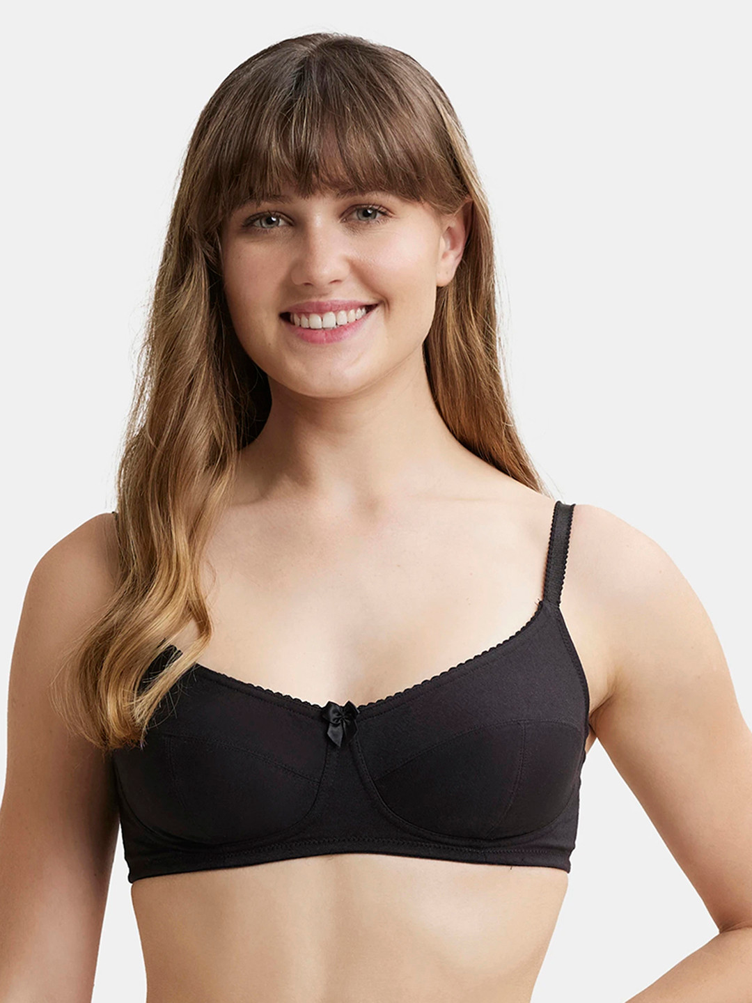 

Jockey Women Wirefree Non Padded Super Combed Cotton Medium Coverage Everyday Bra 1615, Black
