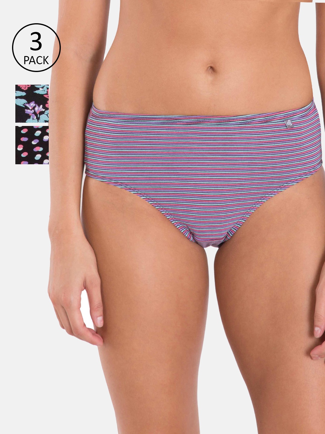 

Jockey Simple Comfort Women Pack of 3 Printed Assorted Hipster Briefs 1406