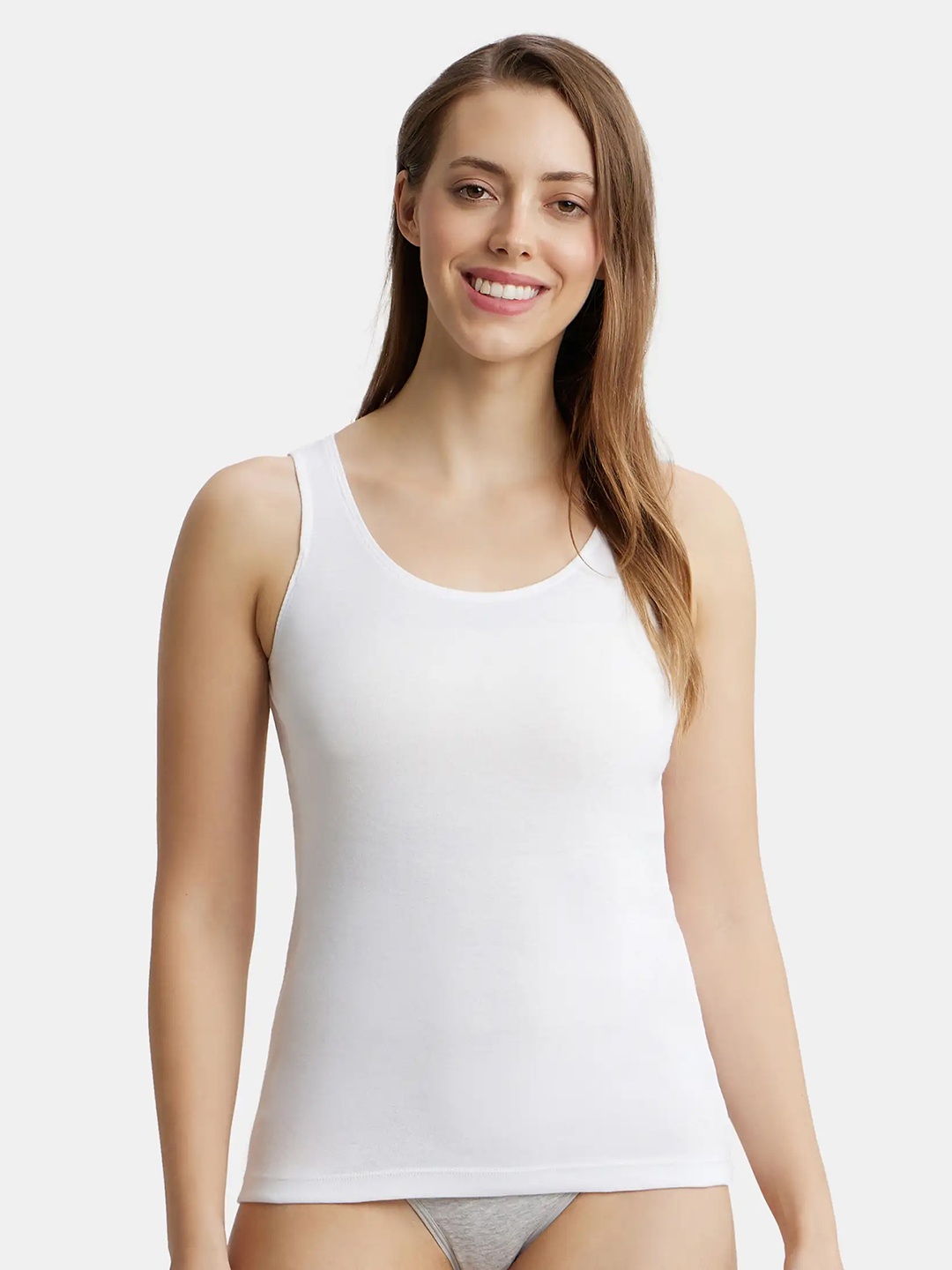 

Jockey Super Combed Cotton Rib Fabric Inner Tank Top With StayFresh Treatment -1535, White