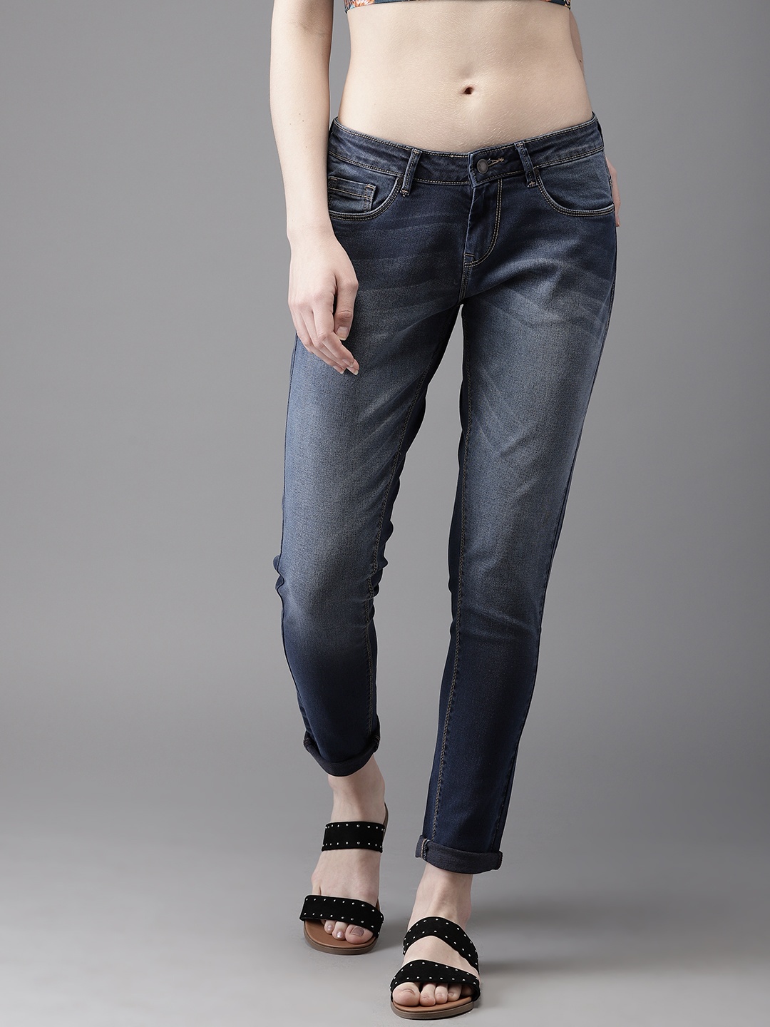 

HERE&NOW Women Blue Skinny Fit Mid-Rise Clean Look Stretchable Jeans