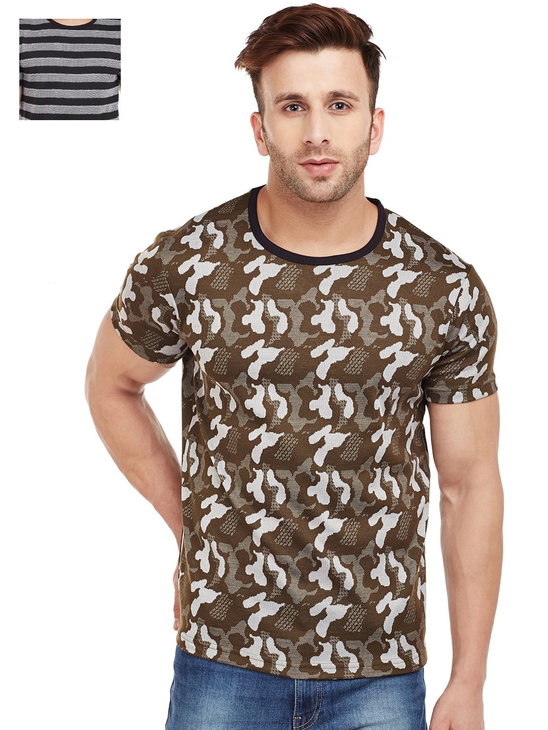 

MACK JONNEY Men Pack of 2 Printed Round Neck T-shirts, Green