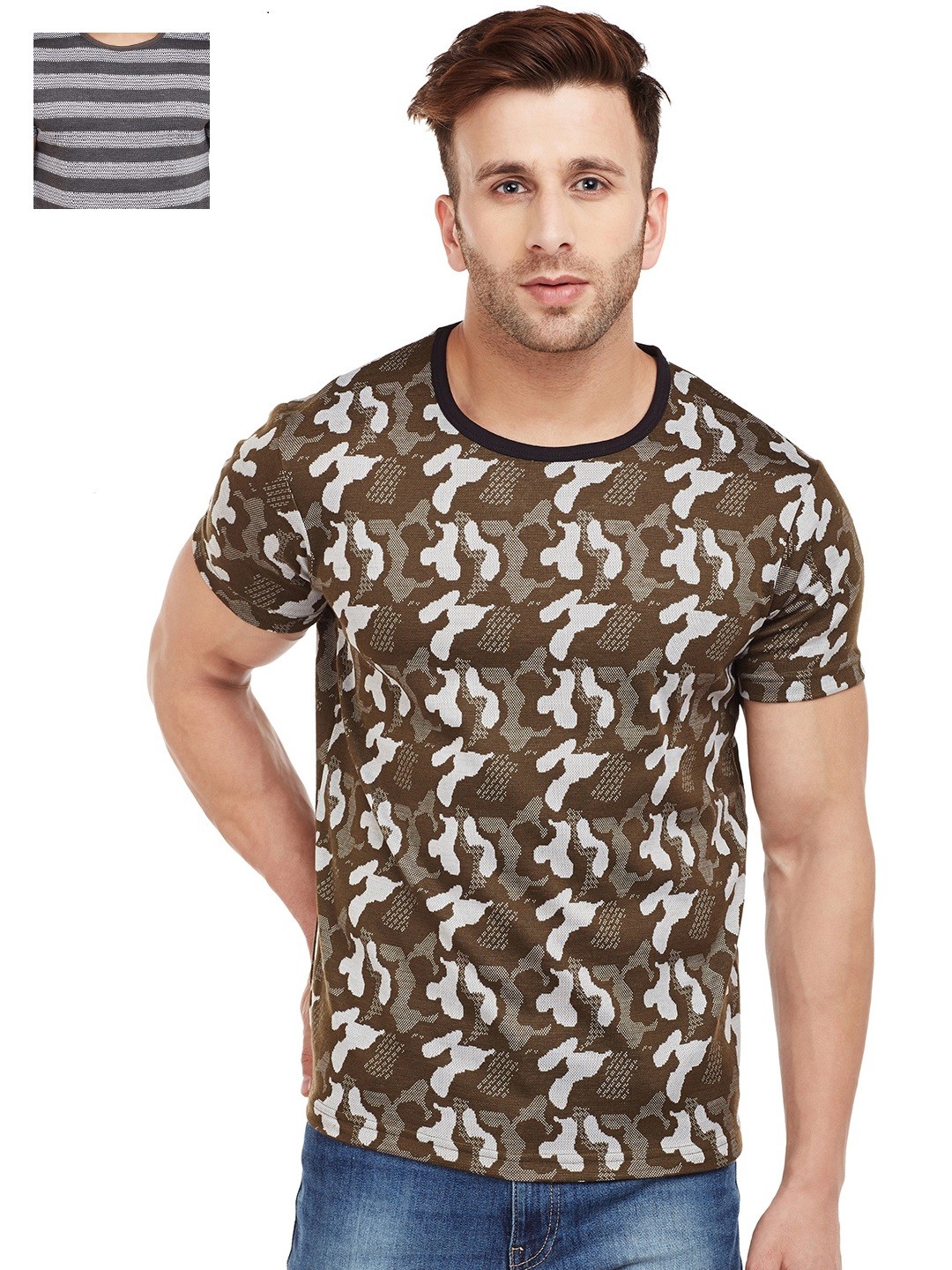 

VIMAL Men Pack of 2 Printed Round Neck T-shirt, Multi