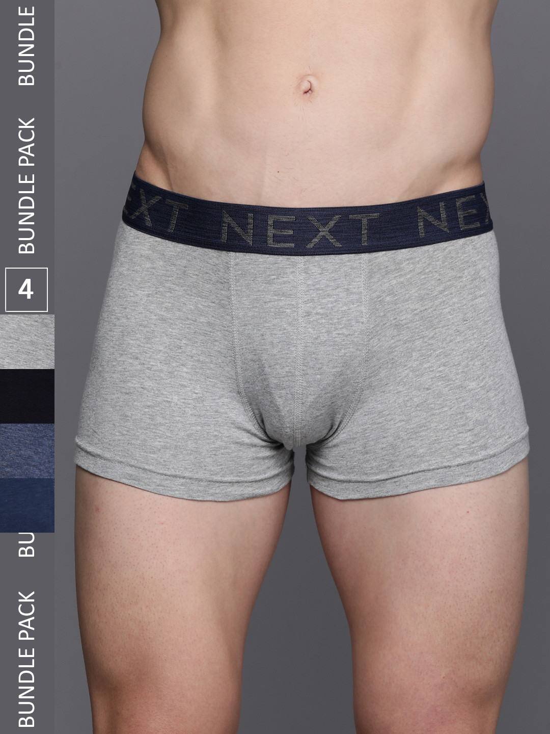 

NEXT Men Pack Of 4 Solid Trunks, Grey melange