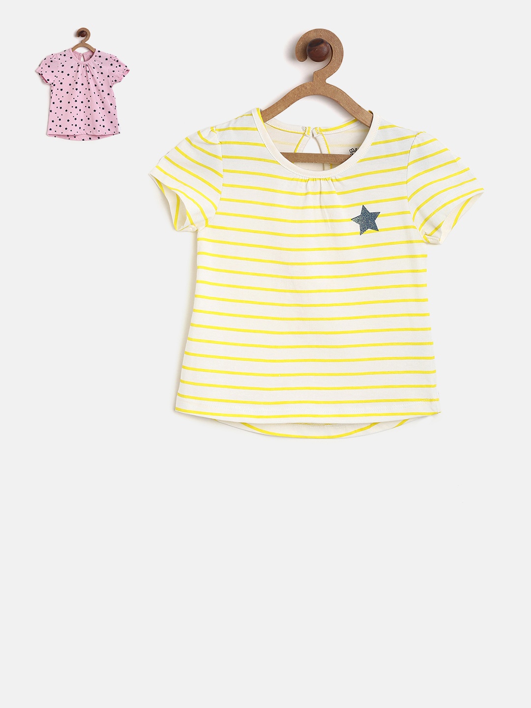 

MINI KLUB Girls Pack Of 2 Printed T-shirts, Yellow