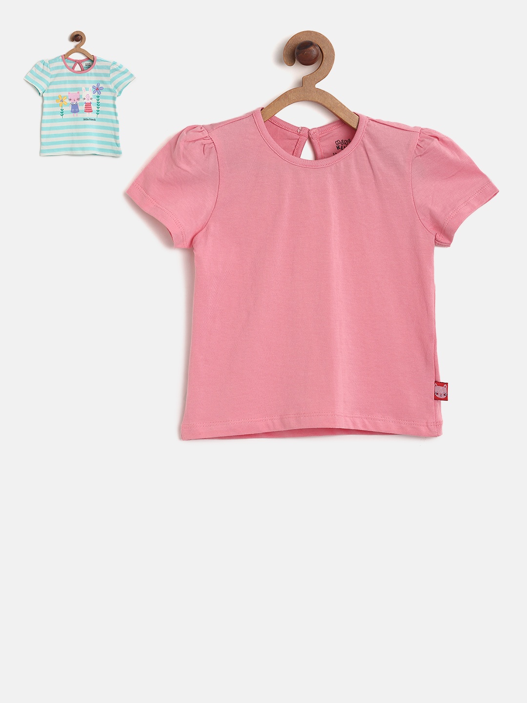 

MINI KLUB Girls Pack Of 2 Printed T-shirts, Pink