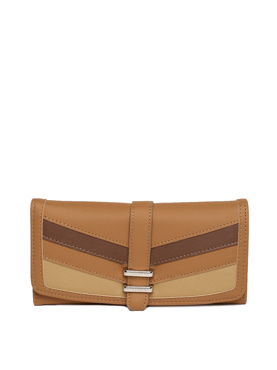 

GIORDANO Women Brown & Maroon Colourblocked Two Fold Wallet