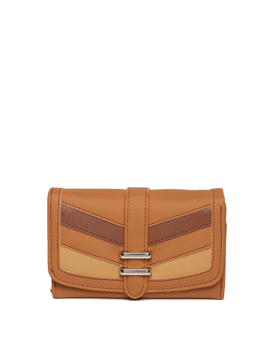 

GIORDANO Women Tan Colourblocked Three Fold Wallet