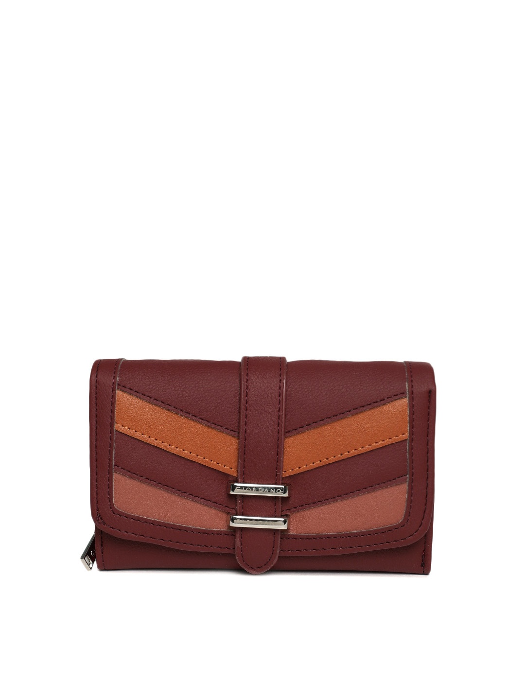 

GIORDANO Women Maroon Colourblocked Three Fold Wallet
