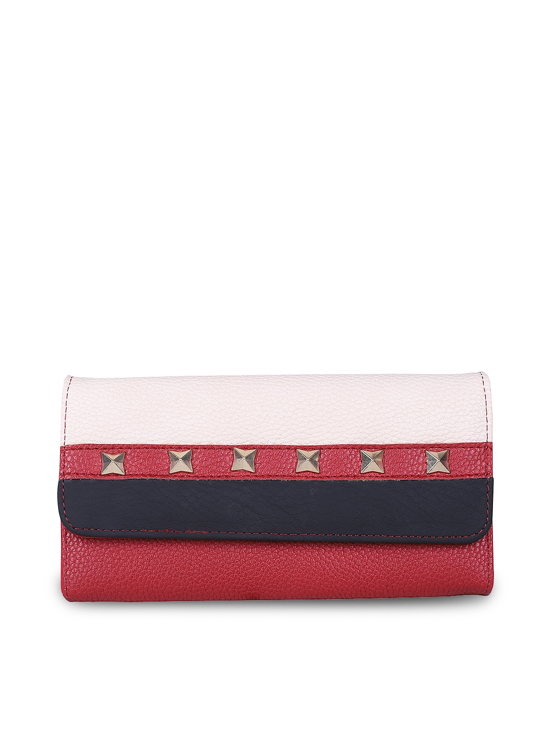 

GIORDANO Women Red & Black Colourblocked Three Fold Wallet