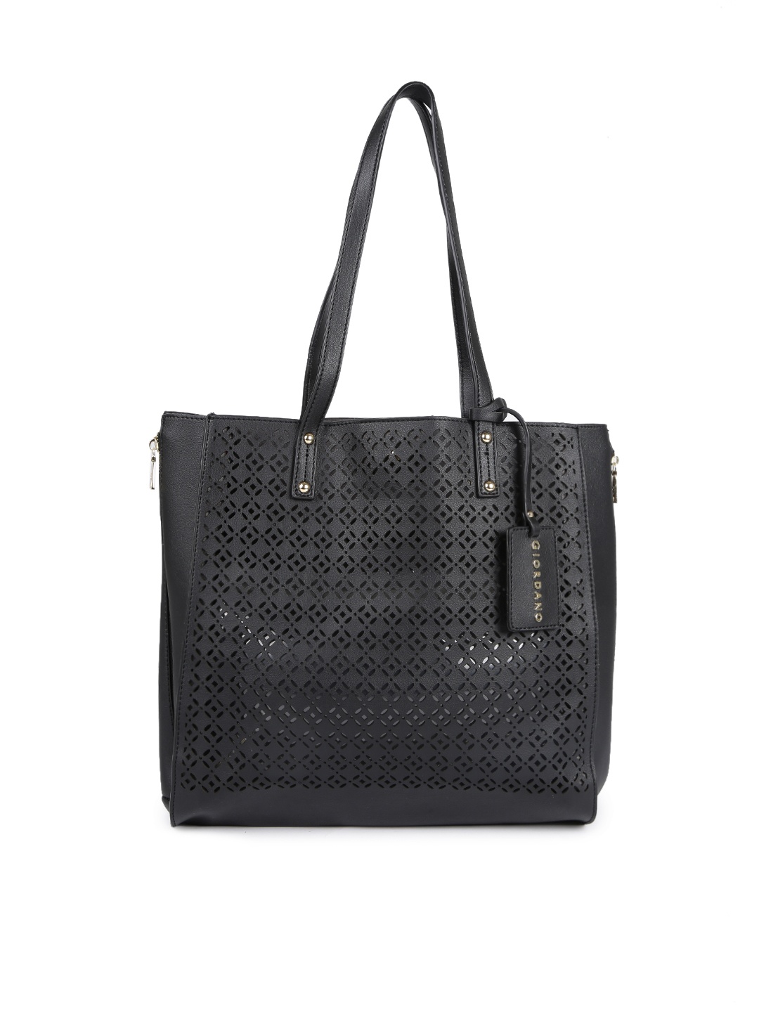 

GIORDANO Black Solid Tote Bag with Cut-Out Detail