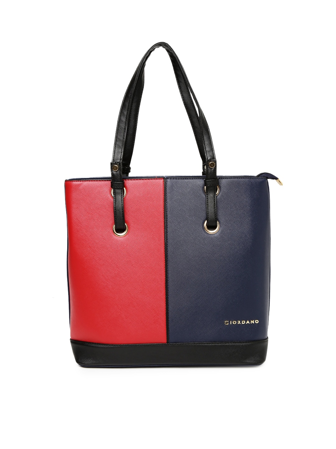 

GIORDANO Navy Blue & Red Colourblocked Tote Bag