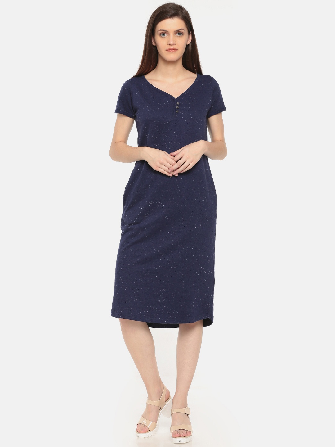 

Sugr Women Navy Solid A-Line Dress, Navy blue