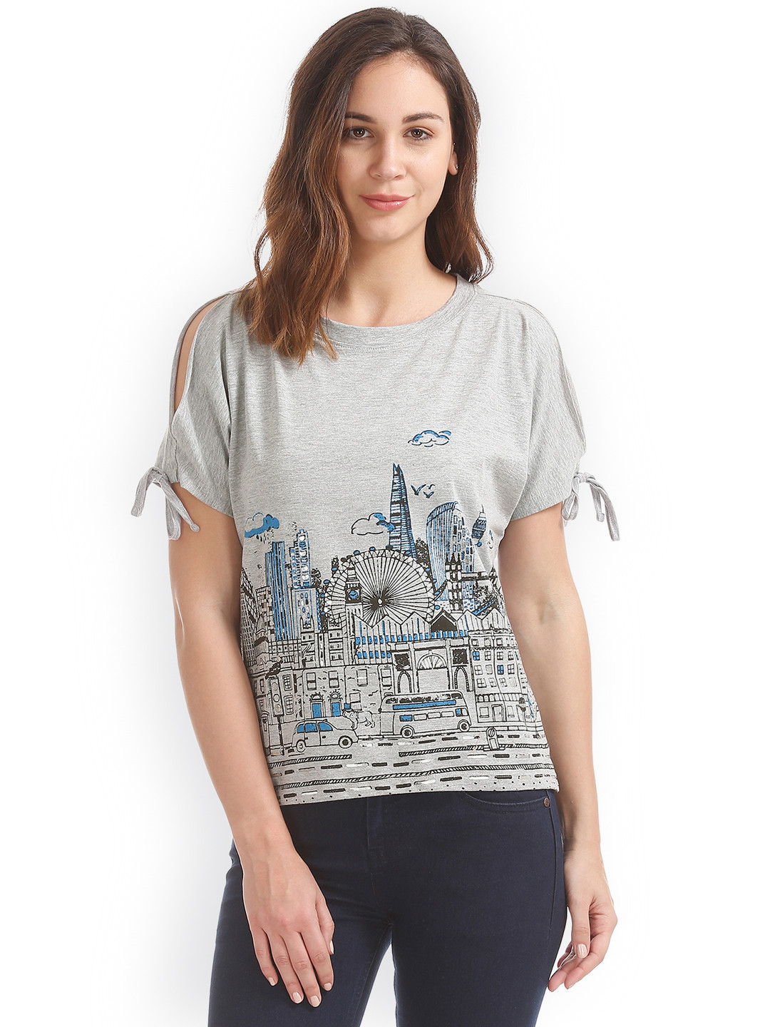 

Sugr Women Grey Printed Top